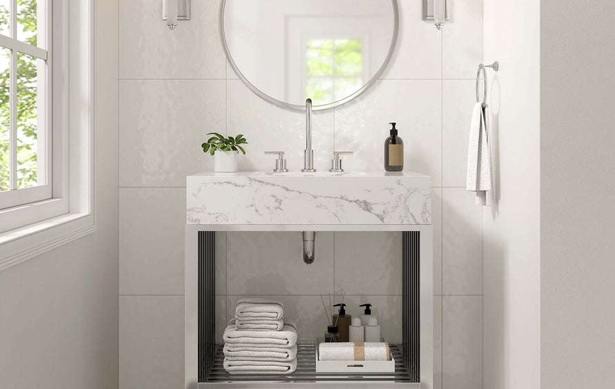 Fenn 30" Bathroom Vanity in White Silver