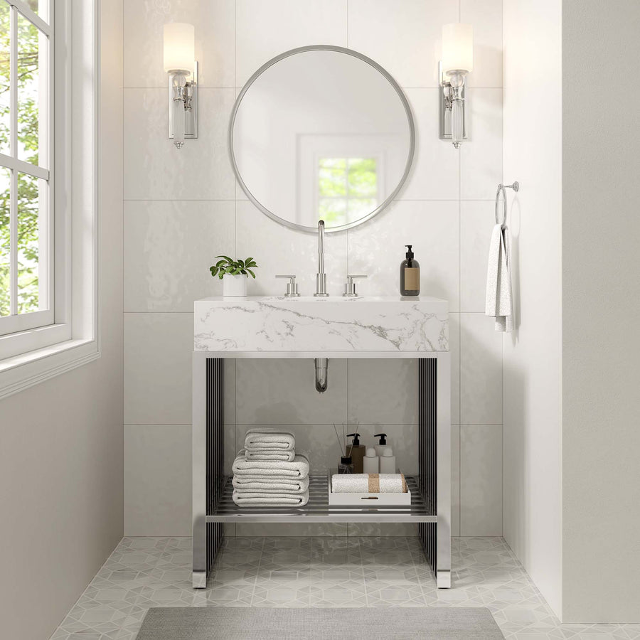 Fenn 30" Bathroom Vanity in White Silver