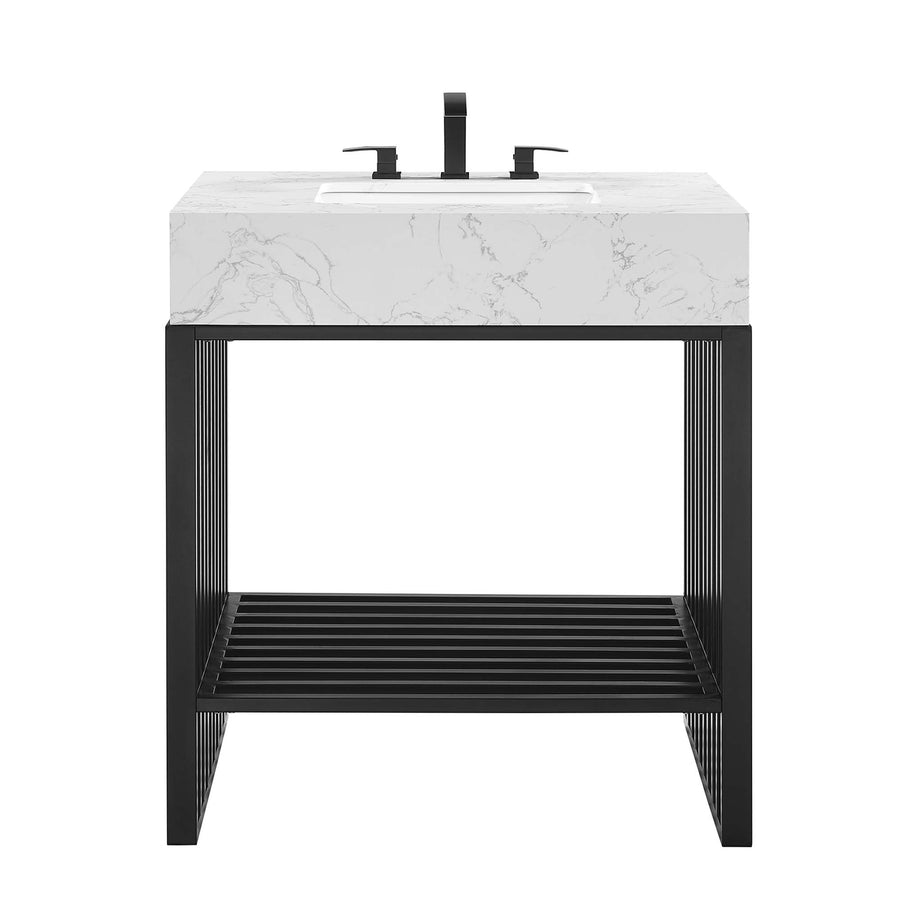 Fenn 30" Bathroom Vanity in White Black