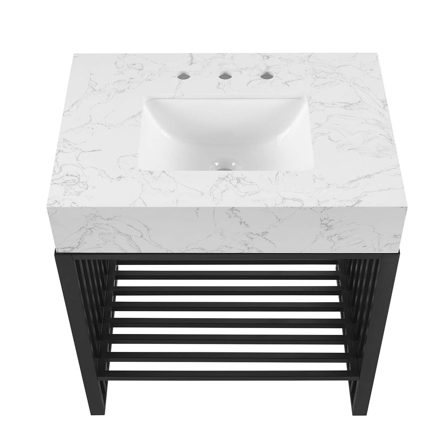 Fenn 30" Bathroom Vanity in White Black