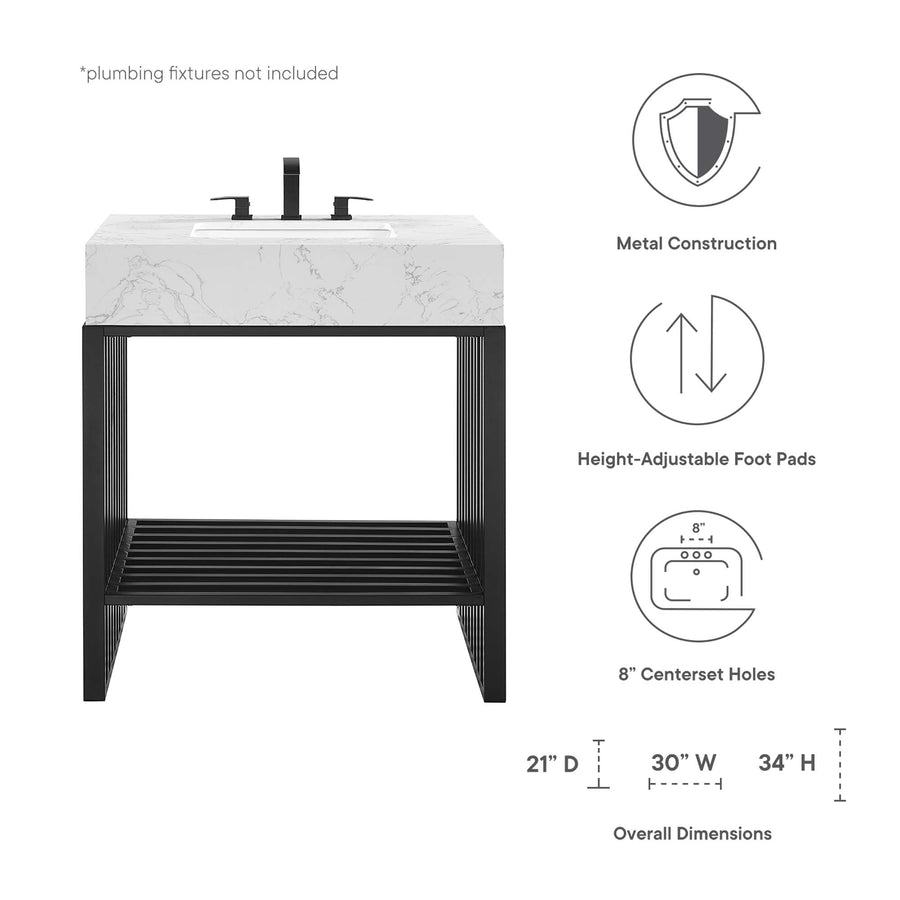 Fenn 30" Bathroom Vanity in White Black
