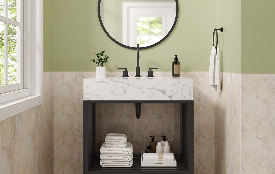 Fenn 30" Bathroom Vanity in White Black