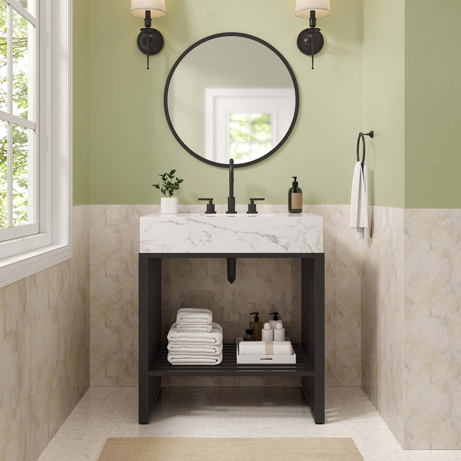 Fenn 30" Bathroom Vanity in White Black