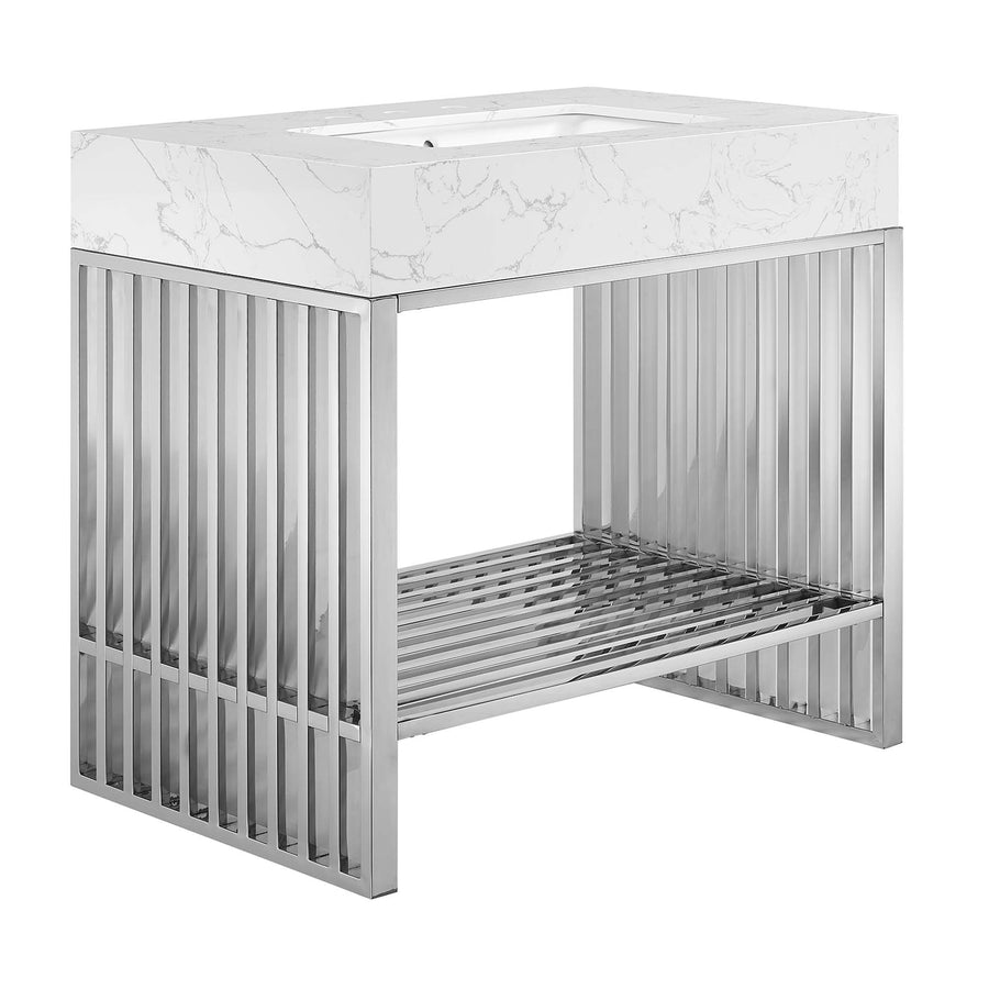Fenn 36" Bathroom Vanity in White Silver