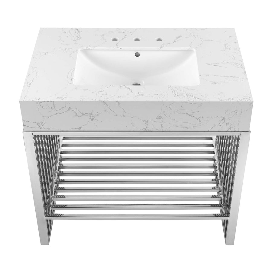 Fenn 36" Bathroom Vanity in White Silver