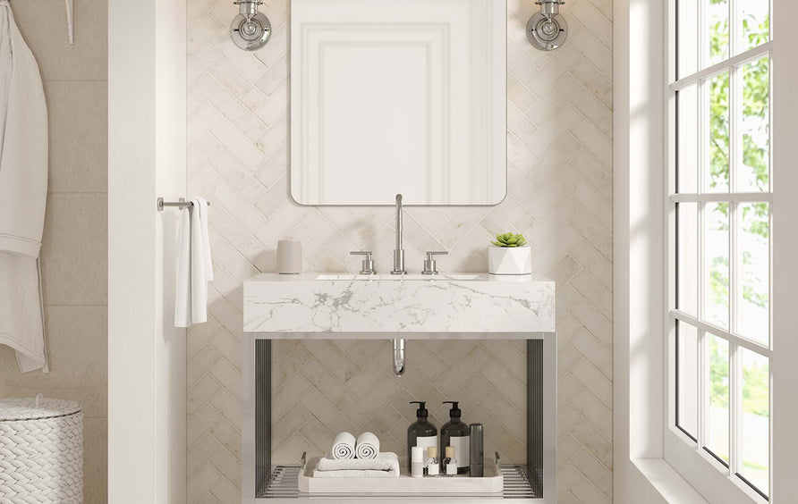Fenn 36" Bathroom Vanity in White Silver