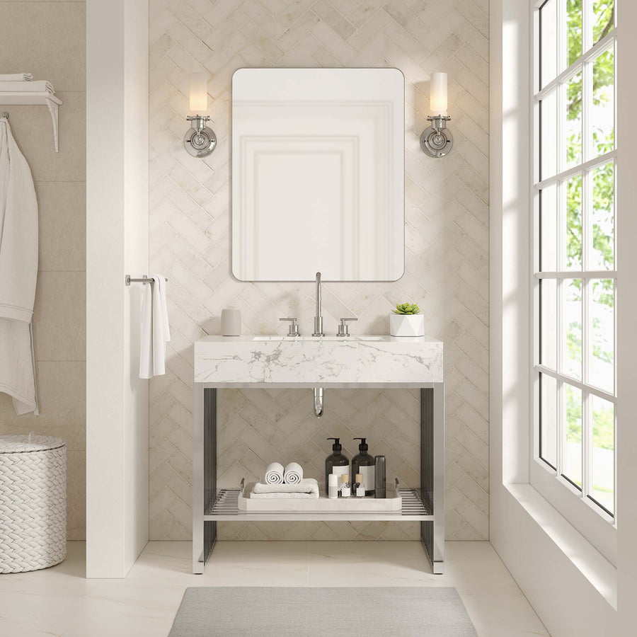 Fenn 36" Bathroom Vanity in White Silver