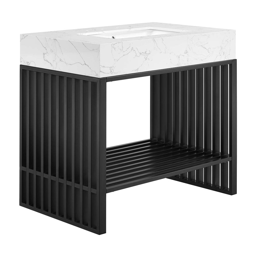 Fenn 36" Bathroom Vanity in White Black