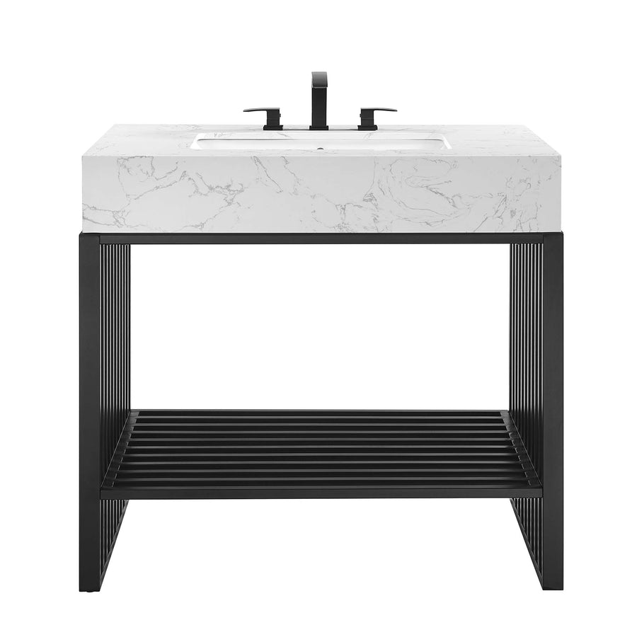 Fenn 36" Bathroom Vanity in White Black