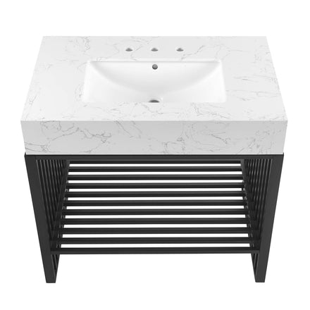 Gridiron 36" Bathroom Vanity in White Black