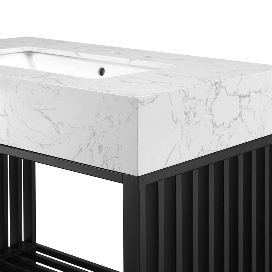 Fenn 36" Bathroom Vanity in White Black