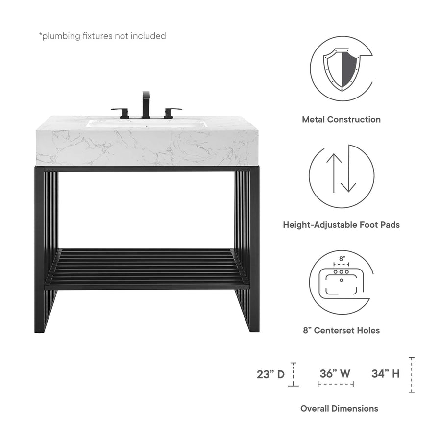 Fenn 36" Bathroom Vanity in White Black