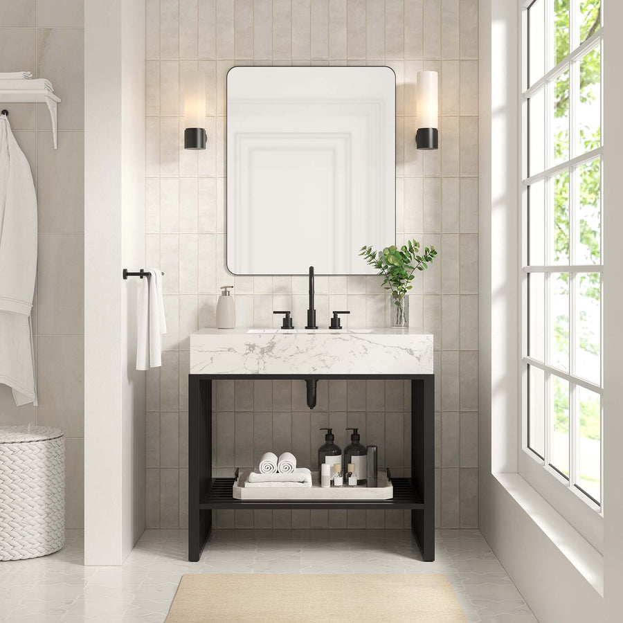 Fenn 36" Bathroom Vanity in White Black