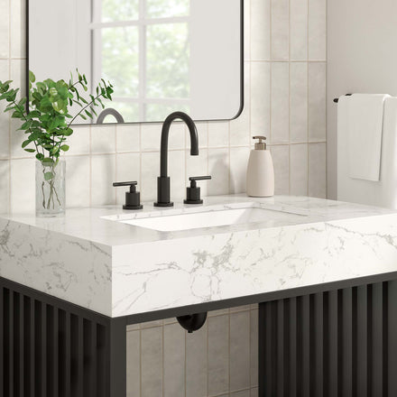 Gridiron 36" Bathroom Vanity in White Black