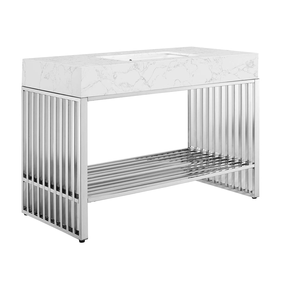 Fenn 48" Bathroom Vanity in White Silver