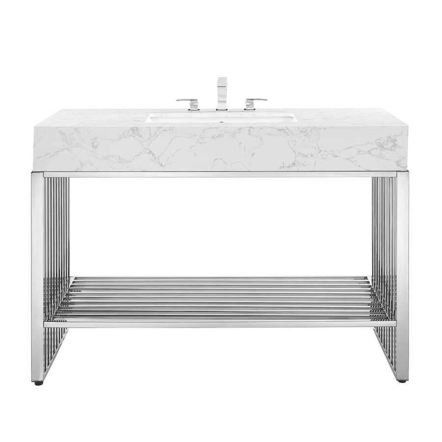 Fenn 48" Bathroom Vanity in White Silver