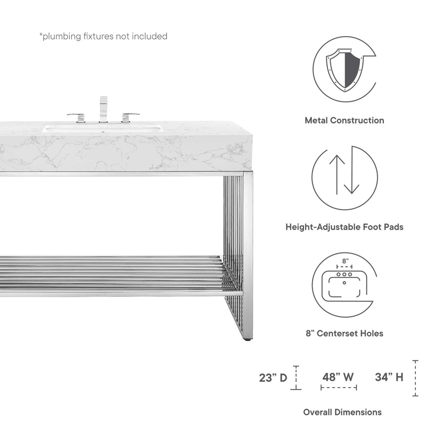 Fenn 48" Bathroom Vanity in White Silver