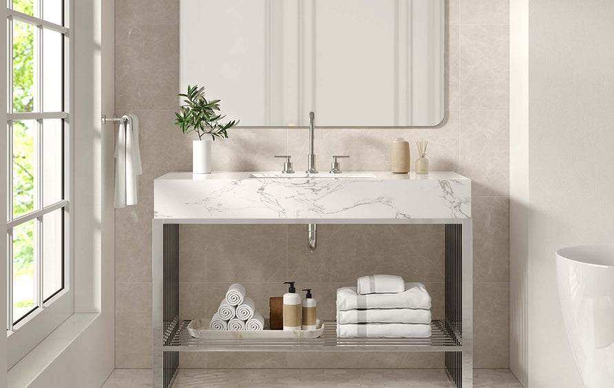 Fenn 48" Bathroom Vanity in White Silver