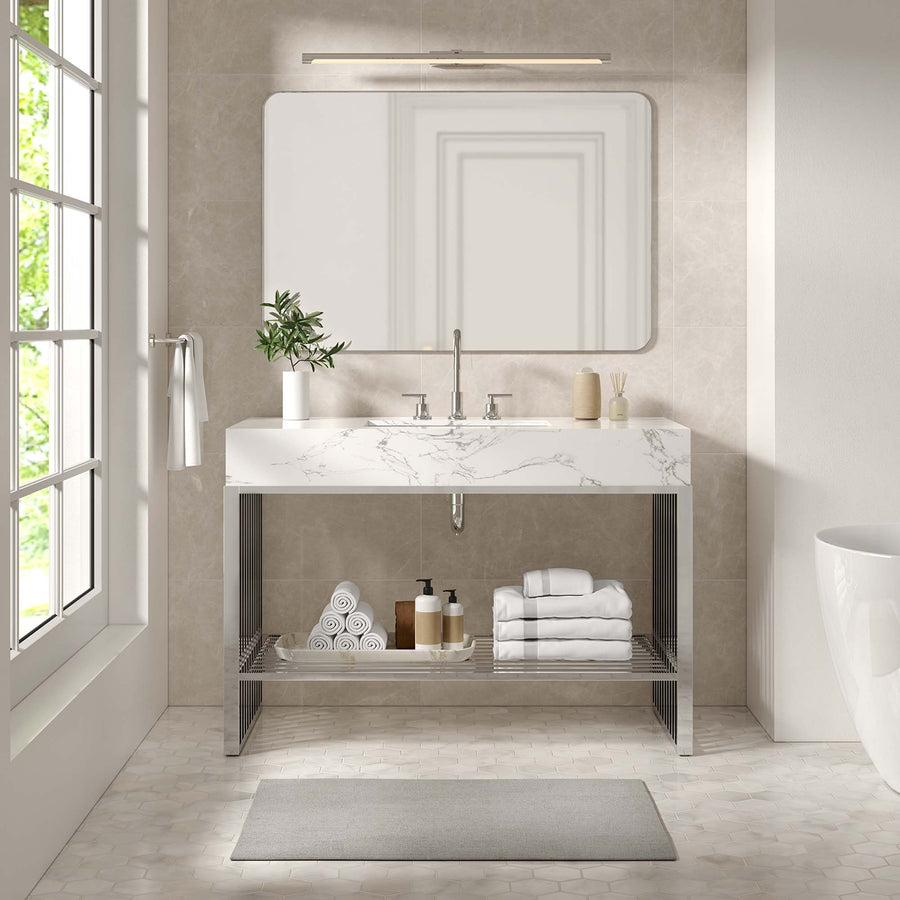 Fenn 48" Bathroom Vanity in White Silver