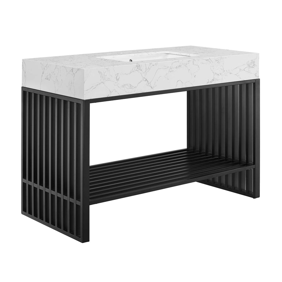 Fenn 48" Bathroom Vanity in White Black