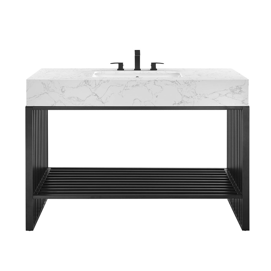 Fenn 48" Bathroom Vanity in White Black