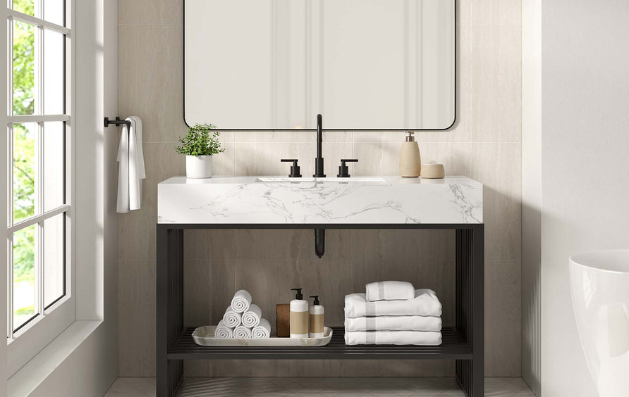Fenn 48" Bathroom Vanity in White Black
