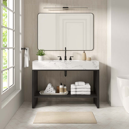 Gridiron 48" Bathroom Vanity in White Black
