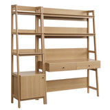Finch 2-Piece Wood Office Desk and Bookshelf in Oak
