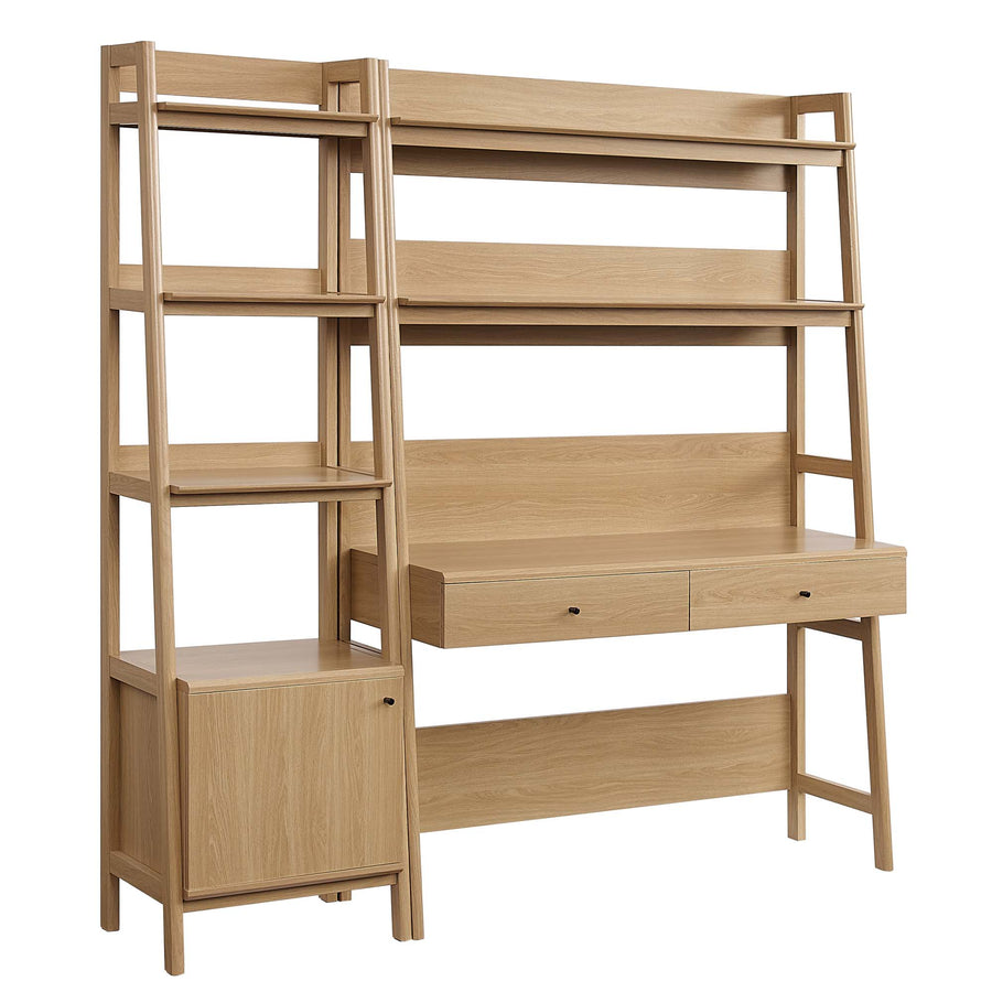 Finch 2-Piece Wood Office Desk and Bookshelf in Oak