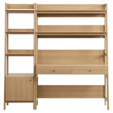 Finch 2-Piece Wood Office Desk and Bookshelf in Oak