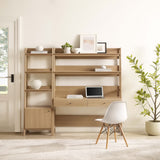 Finch 2-Piece Wood Office Desk and Bookshelf in Oak