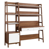 Finch 2-Piece Wood Office Desk and Bookshelf in Walnut White