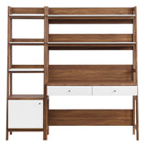 Finch 2-Piece Wood Office Desk and Bookshelf in Walnut White