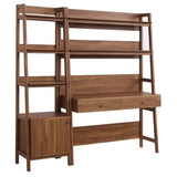 Finch 2-Piece Wood Office Desk and Bookshelf in Walnut