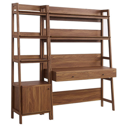 Bixby 2-Piece Wood Office Desk and Bookshelf in Walnut