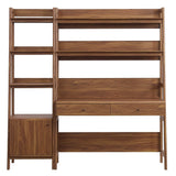 Finch 2-Piece Wood Office Desk and Bookshelf in Walnut