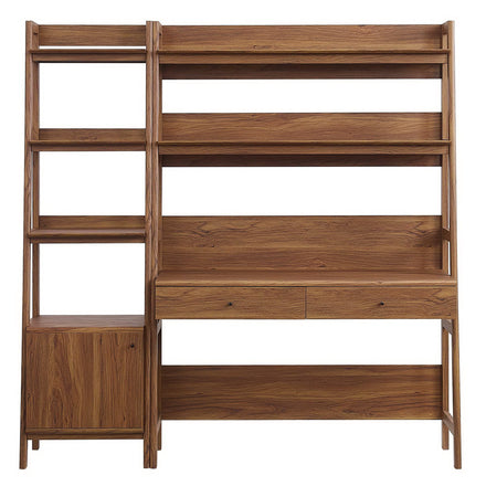 Bixby 2-Piece Wood Office Desk and Bookshelf in Walnut