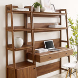 Finch 2-Piece Wood Office Desk and Bookshelf in Walnut