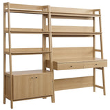 Finch 2-Piece Wood Office Desk and Bookshelf in Oak