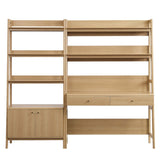 Finch 2-Piece Wood Office Desk and Bookshelf in Oak
