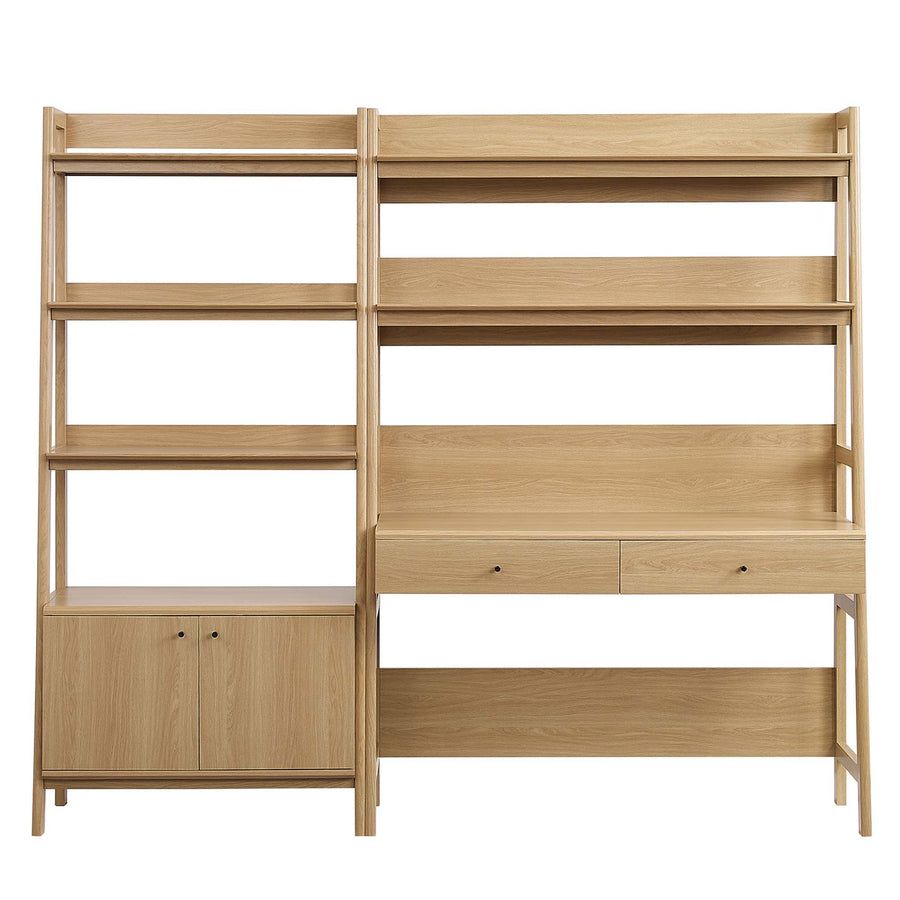 Finch 2-Piece Wood Office Desk and Bookshelf in Oak