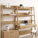 Finch 2-Piece Wood Office Desk and Bookshelf in Oak