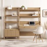 Finch 2-Piece Wood Office Desk and Bookshelf in Oak