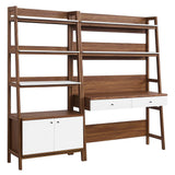 Finch 2-Piece Wood Office Desk and Bookshelf in Walnut White
