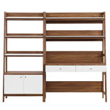 Finch 2-Piece Wood Office Desk and Bookshelf in Walnut White