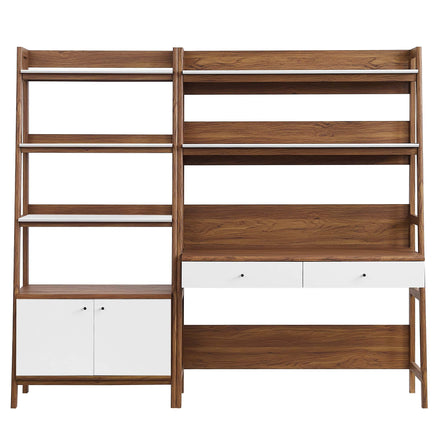 Bixby 2-Piece Wood Office Desk and Bookshelf in Walnut White