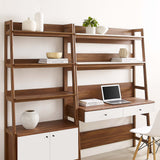 Finch 2-Piece Wood Office Desk and Bookshelf in Walnut White