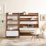 Finch 2-Piece Wood Office Desk and Bookshelf in Walnut White