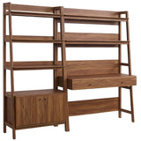 Finch 2-Piece Wood Office Desk and Bookshelf in Walnut