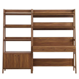 Finch 2-Piece Wood Office Desk and Bookshelf in Walnut